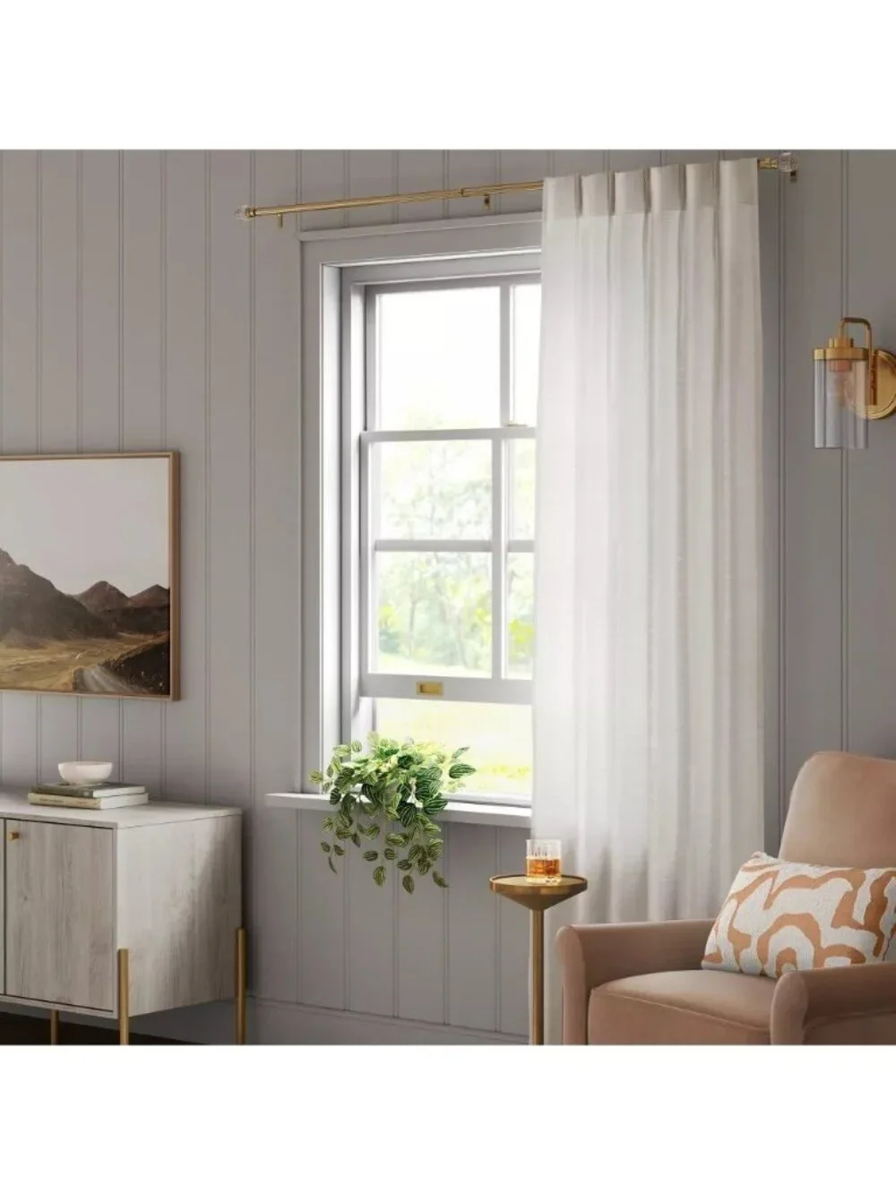 Threshold Light Filtering Pebbled Satin Ivory Off White Curtain Panel 34